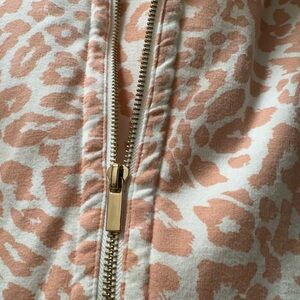 2 piece Chico's Cream and peach leopard print Travelers jogging suit